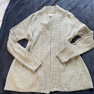 Kim Rogers open front gray cardigan women's size large L long sleeve